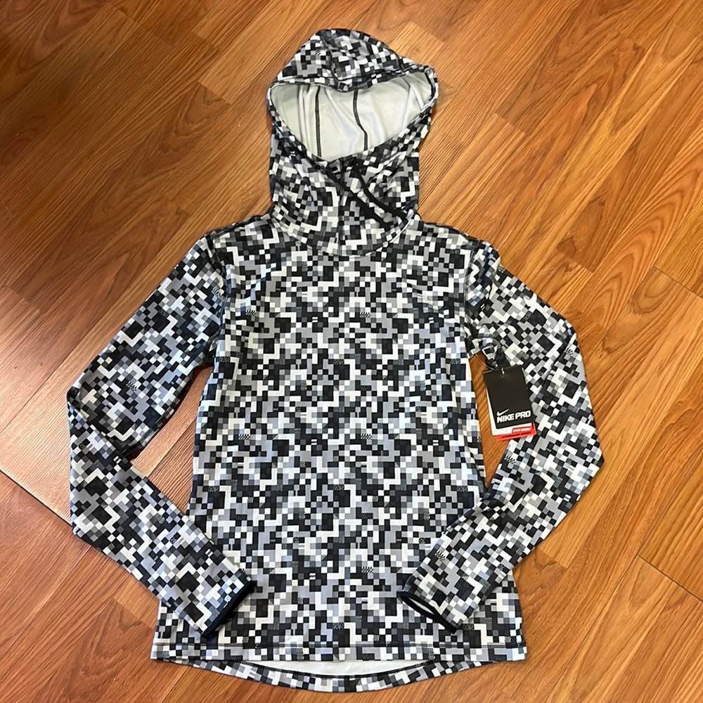 Nike Pro Dri-Fit HyperWarm Series Black/Gray Hoodie Medium NWT